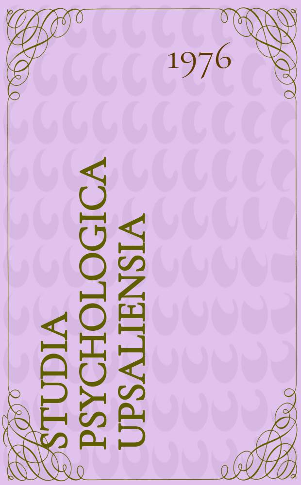 Studia psychologica Upsaliensia