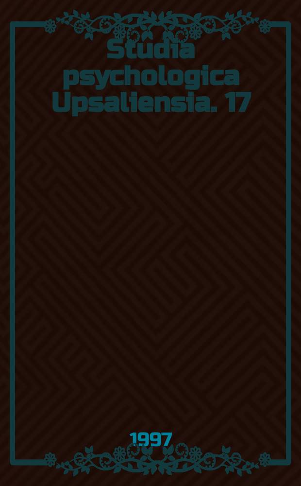 Studia psychologica Upsaliensia. 17 : Det andra jaget vid manlig transvestism
