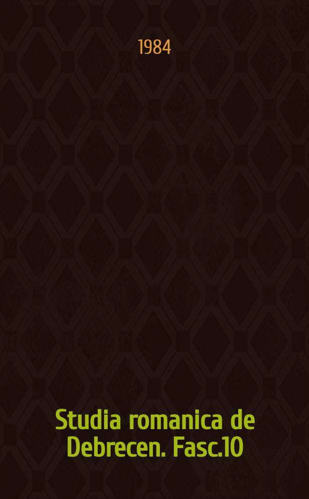 Studia romanica de Debrecen. Fasc.10 : Jean-Richard Bloch