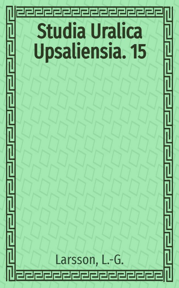 Studia Uralica Upsaliensia. 15 : Studien zum Partitivgebrauch in den &ouml;stseefinnischen ...