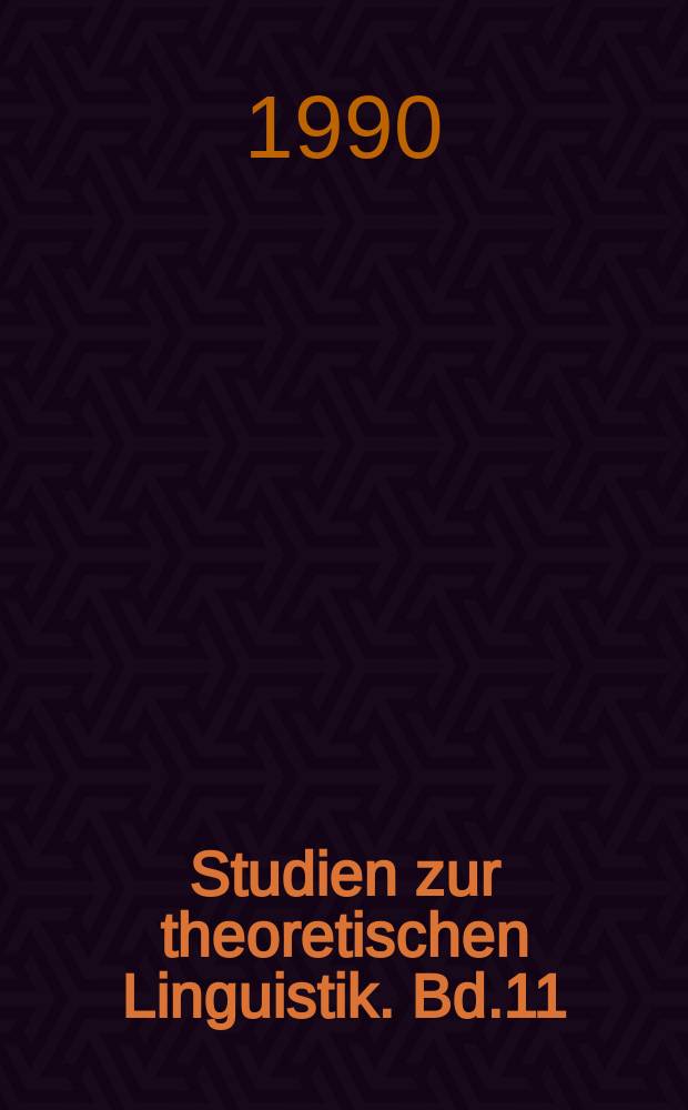 Studien zur theoretischen Linguistik. Bd.11 : Analogie und morphologische Theorie
