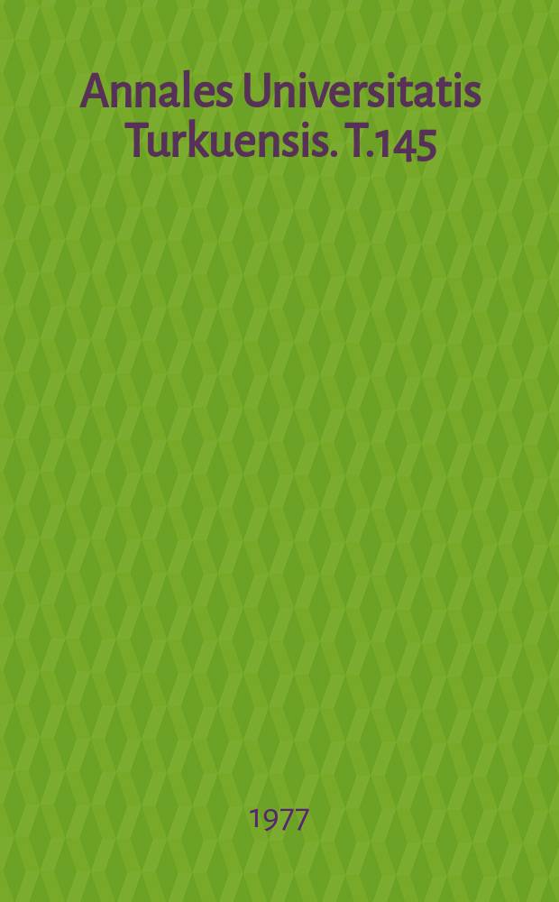 Annales Universitatis Turkuensis. T.145 : (Conflit moral, crise culturelle et éthique retrouvée)