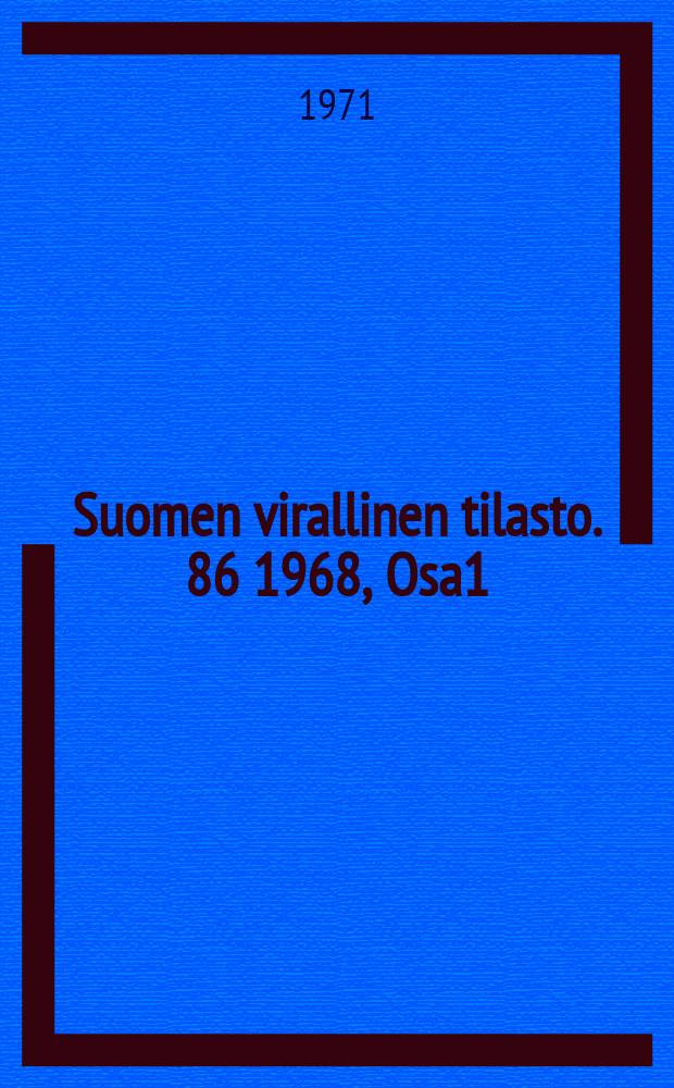 Suomen virallinen tilasto. 86 1968, Osa1