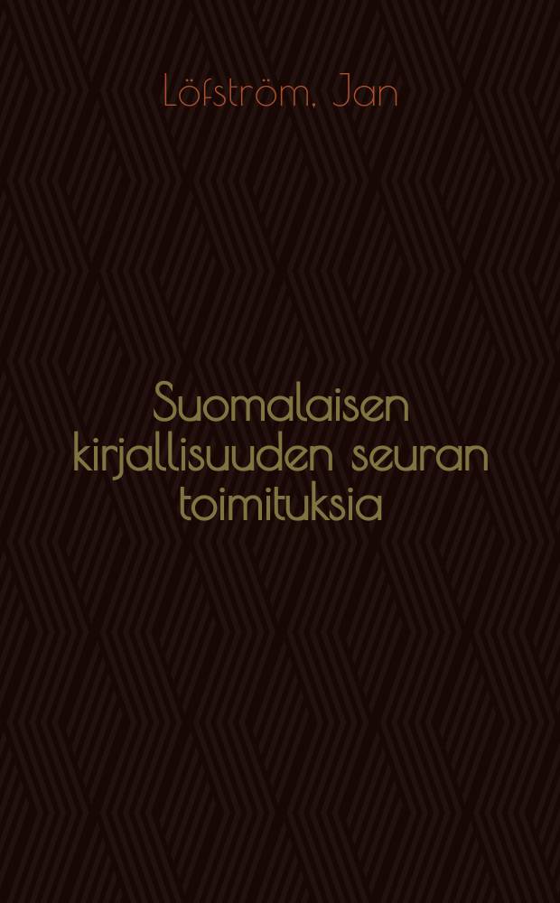 Suomalaisen kirjallisuuden seuran toimituksia : Sukupuoliero agraarikulttuurissa