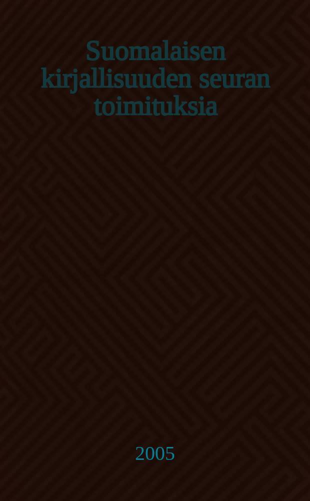 Suomalaisen kirjallisuuden seuran toimituksia : Stages of chaos: the drama of post-war Finland