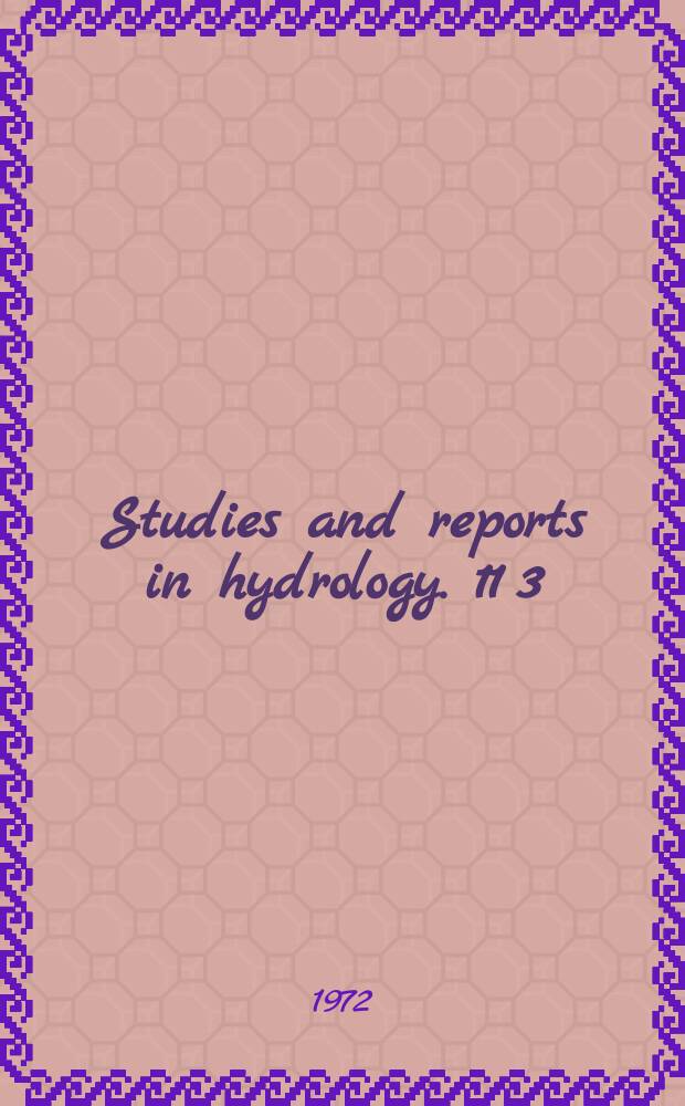 Studies and reports in hydrology. 11[3] : World water balance