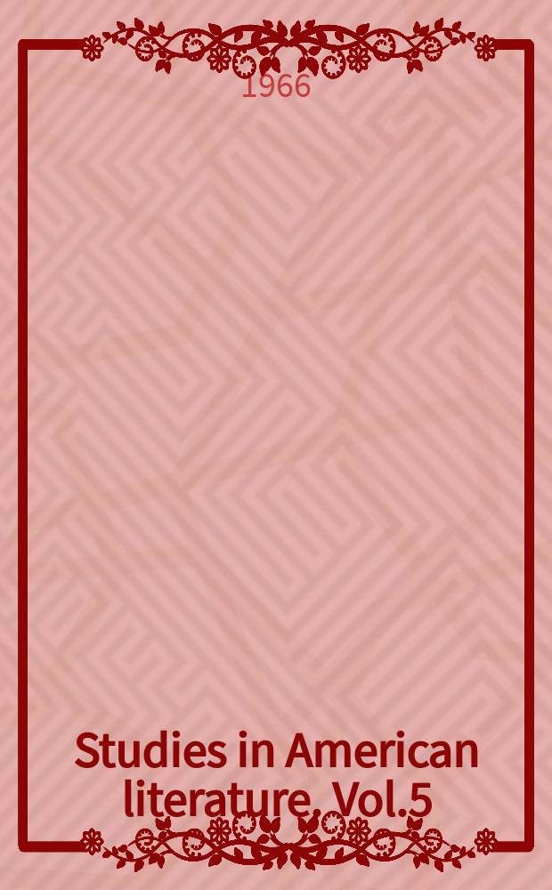 Studies in American literature. Vol.5 : The influence of D.H. Lawrence on Tennessee Williams