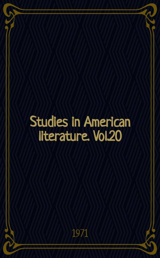 Studies in American literature. Vol.20 : American novels of the Second world war