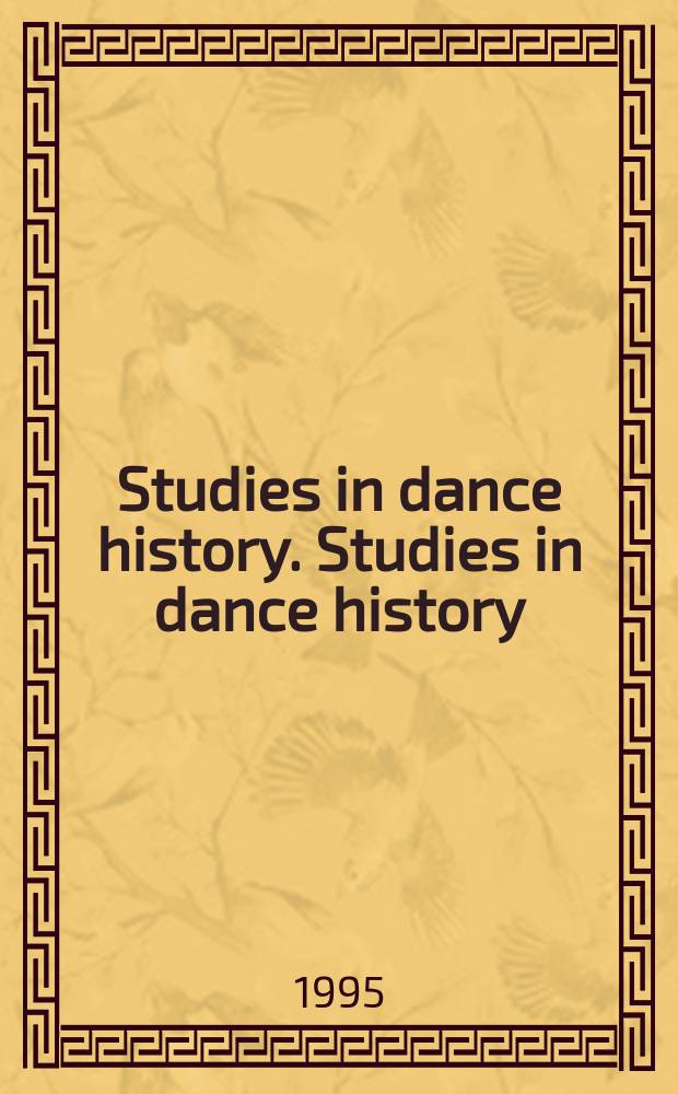Studies in dance history. Studies in dance history