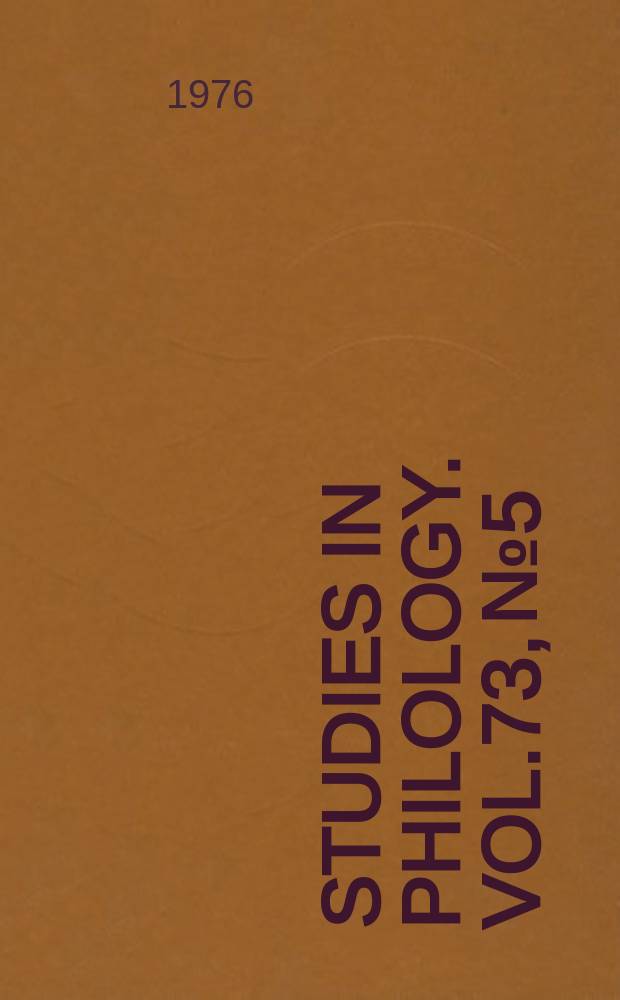 Studies in philology. Vol.73, №5 : The letters of sir Thomas Elyot