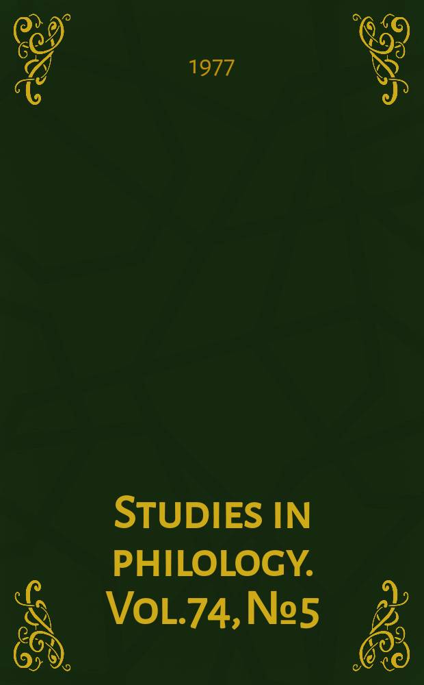 Studies in philology. Vol.74, №5 : Tutivillus
