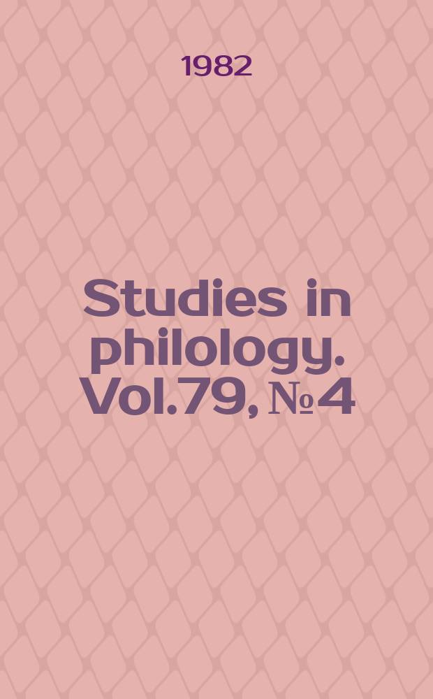 Studies in philology. Vol.79, №4 : Brief lives: Tudor and Stuart authors