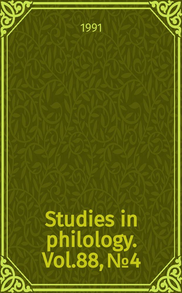 Studies in philology. Vol.88, №4 : The Latin writings of John Skelton