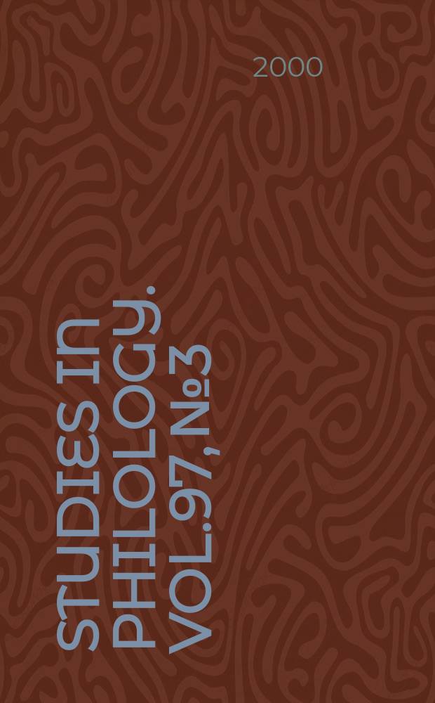 Studies in philology. Vol.97, №3
