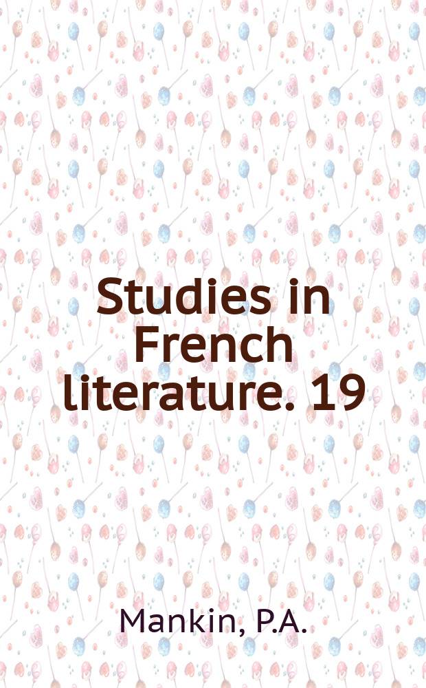 Studies in French literature. 19 : Precious irony