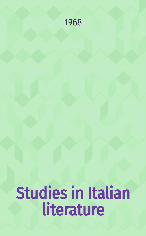 Studies in Italian literature