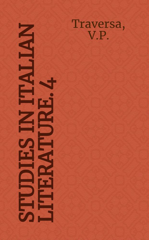 Studies in Italian literature. 4 : Luigi Capuana