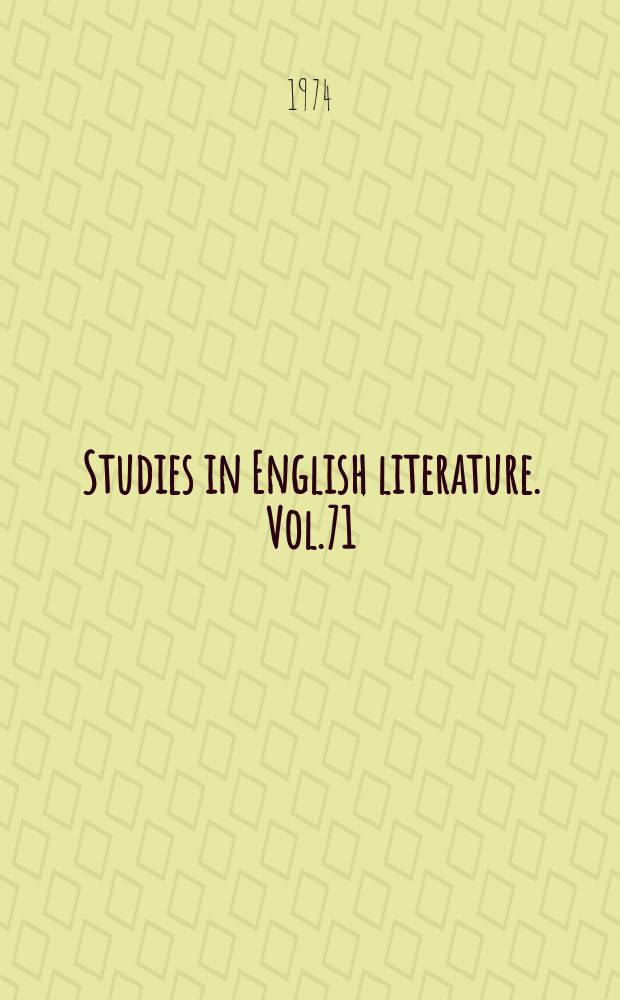Studies in English literature. Vol.71 : Christian theology and old English poetry
