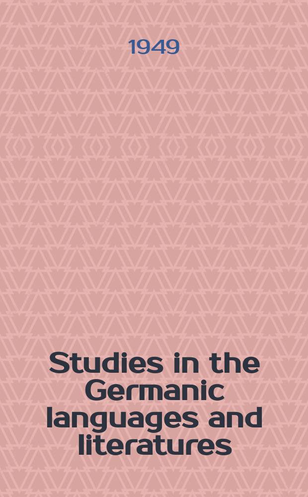 Studies in the Germanic languages and literatures