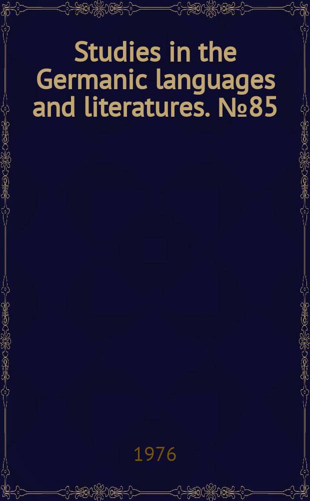 Studies in the Germanic languages and literatures. №85 : Studies in Nietzsche and the classical tradition