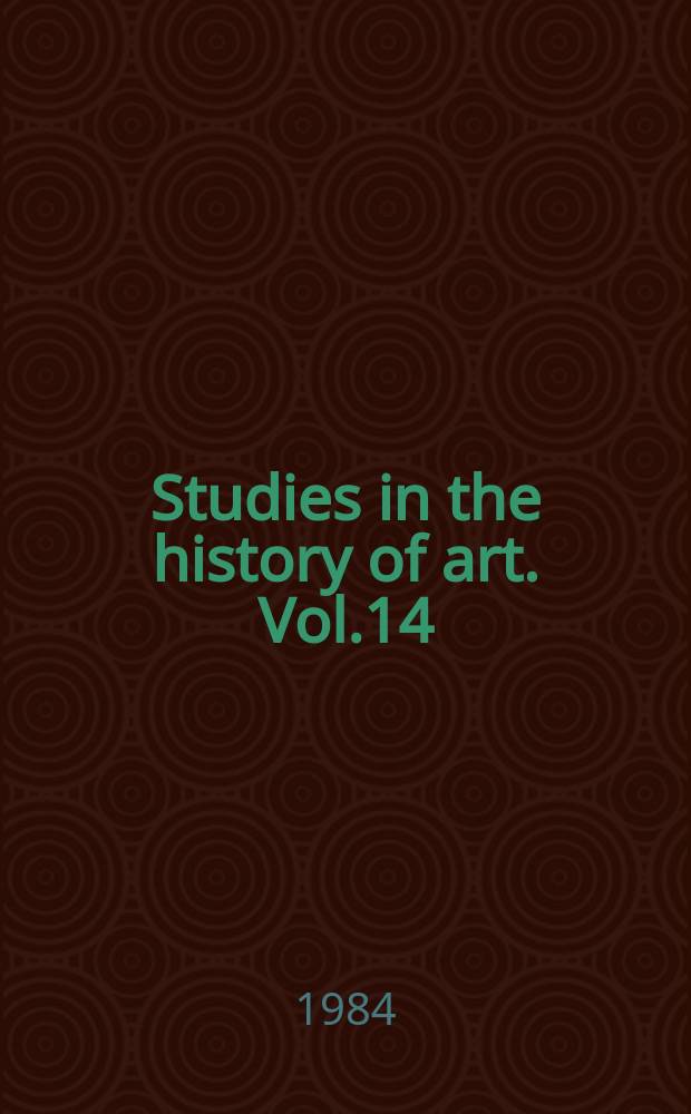 Studies in the history of art. Vol.14 : Claude Lorrain 1600-1682