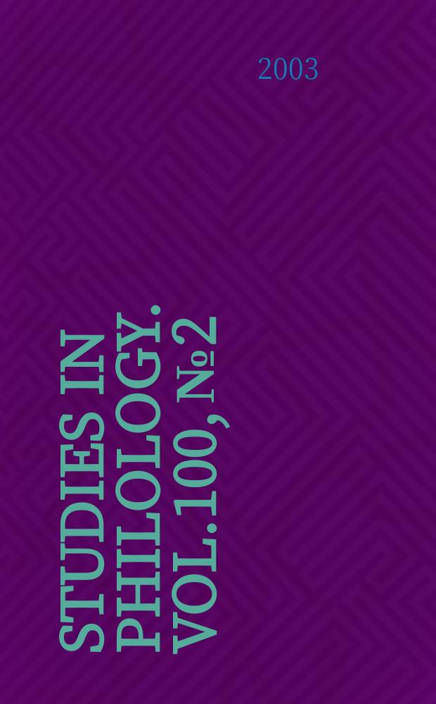 Studies in philology. Vol.100, №2
