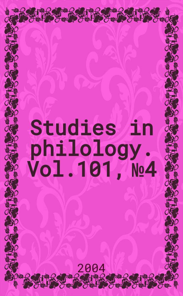 Studies in philology. Vol.101, №4
