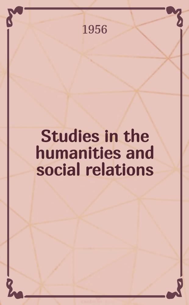 Studies in the humanities and social relations