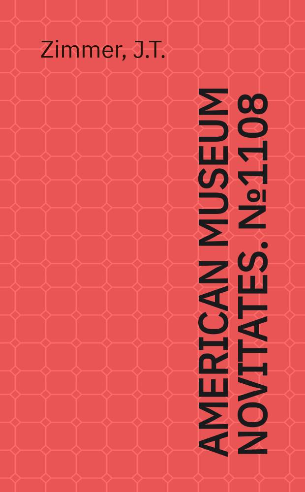 American museum novitates. №1108 : The genera Elaenia and Myiopagis