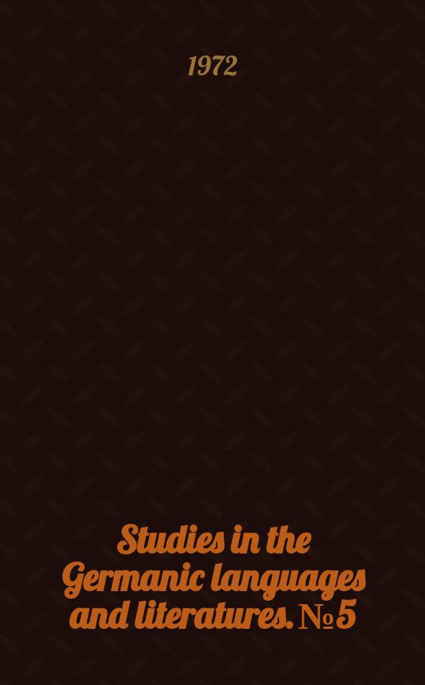 Studies in the Germanic languages and literatures. №5 : To heaven and back