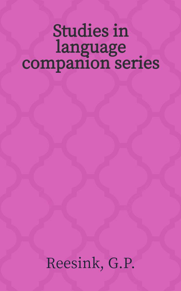 Studies in language companion series : SLCS companion ser. to "Studies in language". Vol.13 : Structures and their functions in Usan