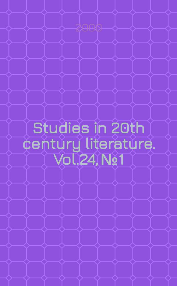 Studies in 20th century literature. Vol.24, №1 : Russian culture of the 1990s