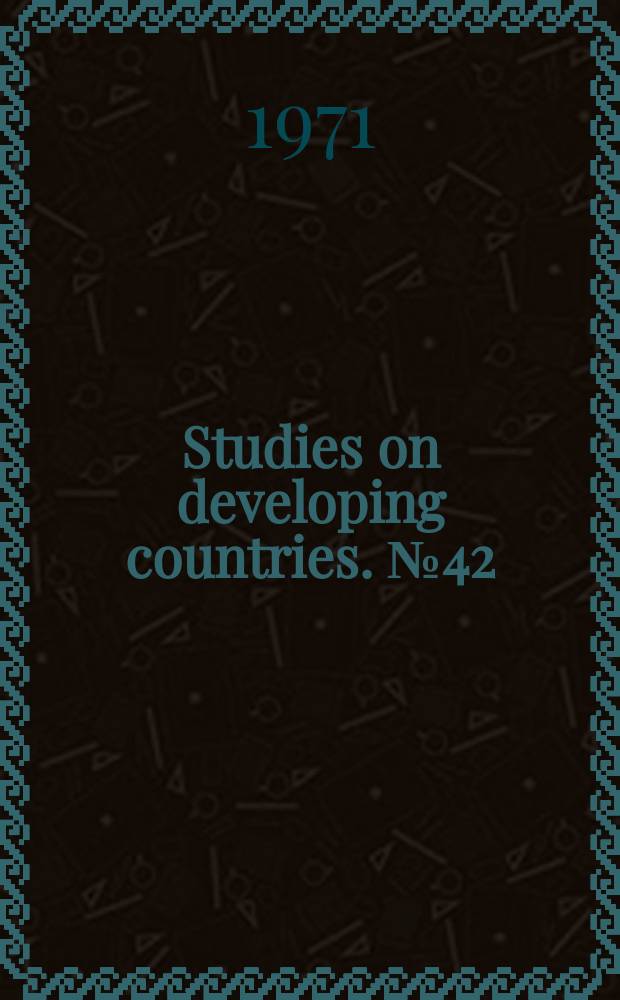 Studies on developing countries. №42 : On the Drain of capital from African countries