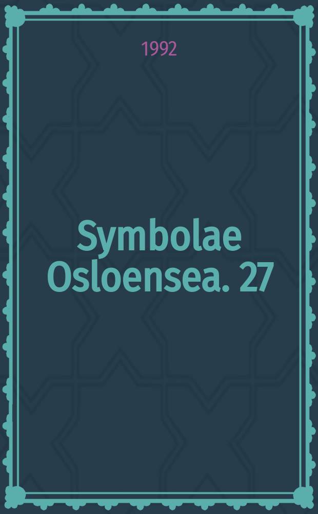 Symbolae Osloensea. 27 : Women in Greek tragedy