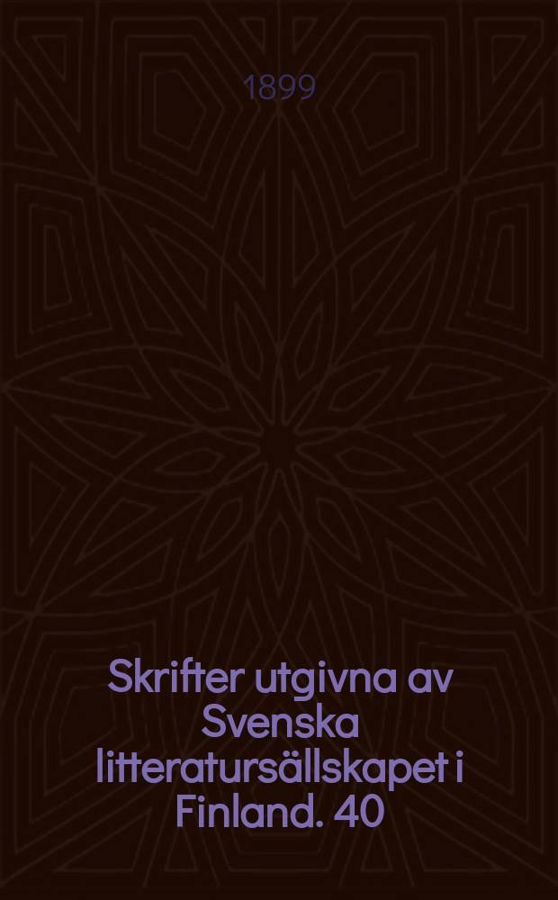 Skrifter utgivna av Svenska litteraturs&auml;llskapet i Finland. 40 : Protocoll, h&aring;llet i det h&ouml;gv&ouml;rdiga pr&auml;stest&auml;ndet vid Lantdagen i Borg&aring; stad ar 1809