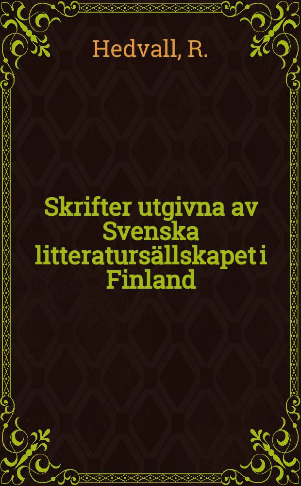 Skrifter utgivna av Svenska litteratursällskapet i Finland : Runebergs poetiska stil