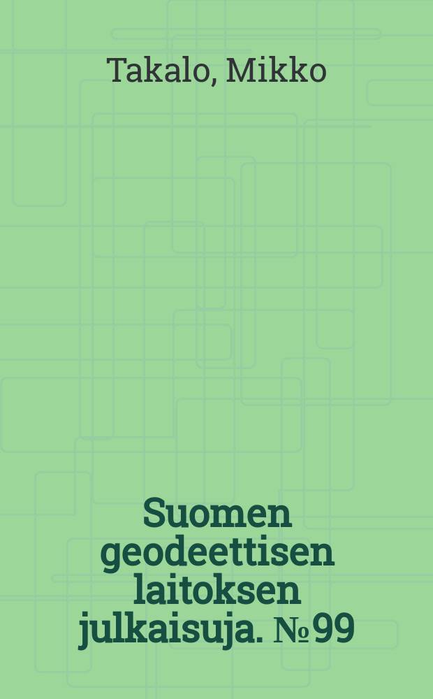 Suomen geodeettisen laitoksen julkaisuja. №99 : The second levelling of Finland for Lapland