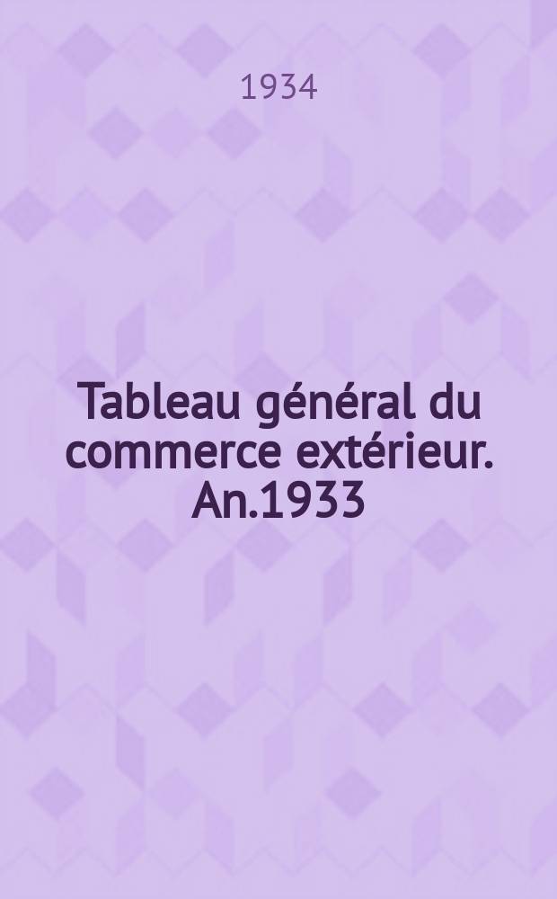 Tableau général du commerce extérieur. An.1933 : Commerce de la France avec ses colonies et les pays é étrangers