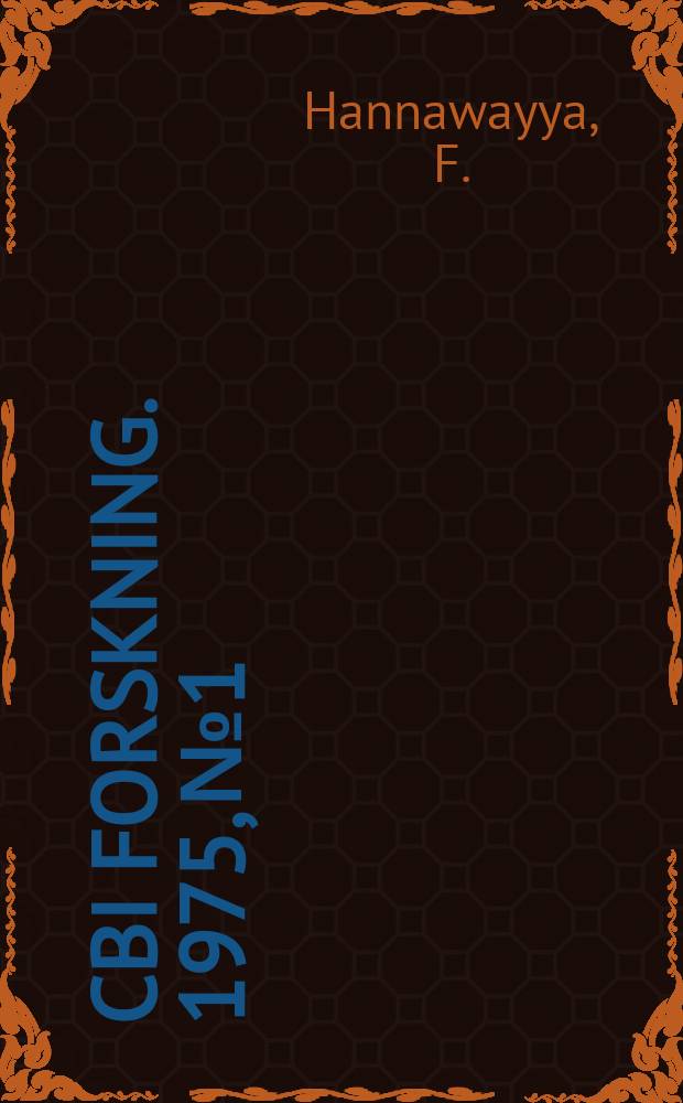 CBI forskning. 1975, №1 : Studies of hydration reactions of cement components