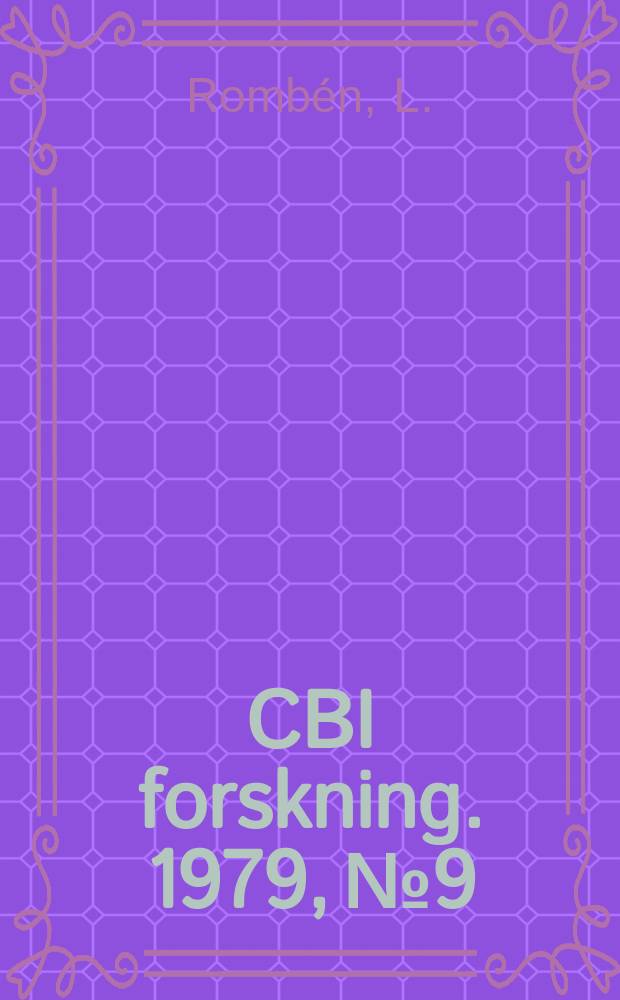 CBI forskning. 1979, №9 : Aspects on testing methods for acid attack