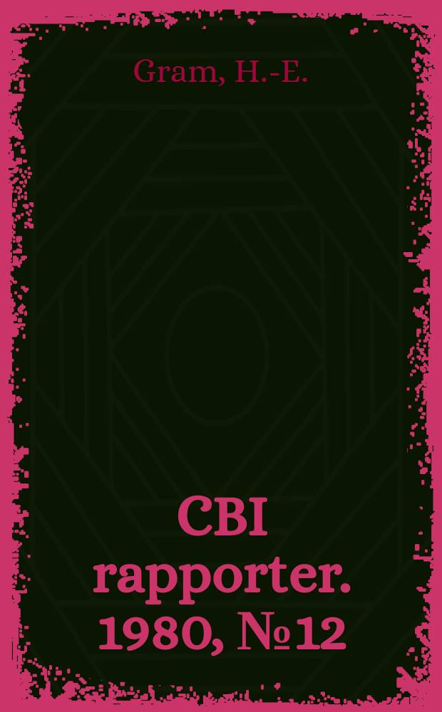 CBI rapporter. 1980, №12 : Research in the field of natural fibre ...