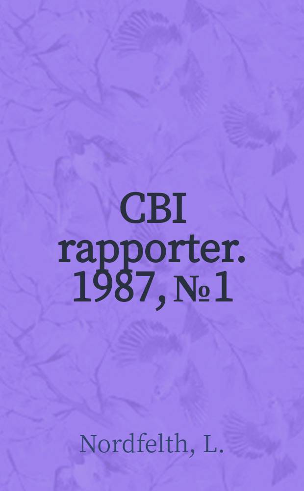 CBI rapporter. 1987, №1 : Het betong