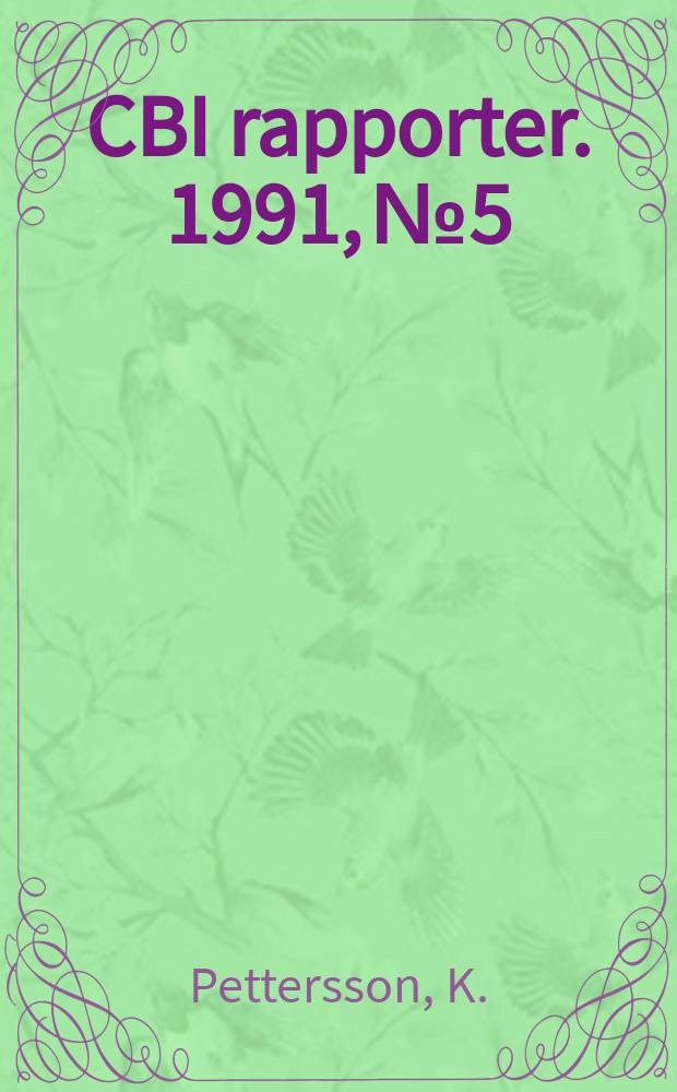 CBI rapporter. 1991, №5 : Betong i sur mark