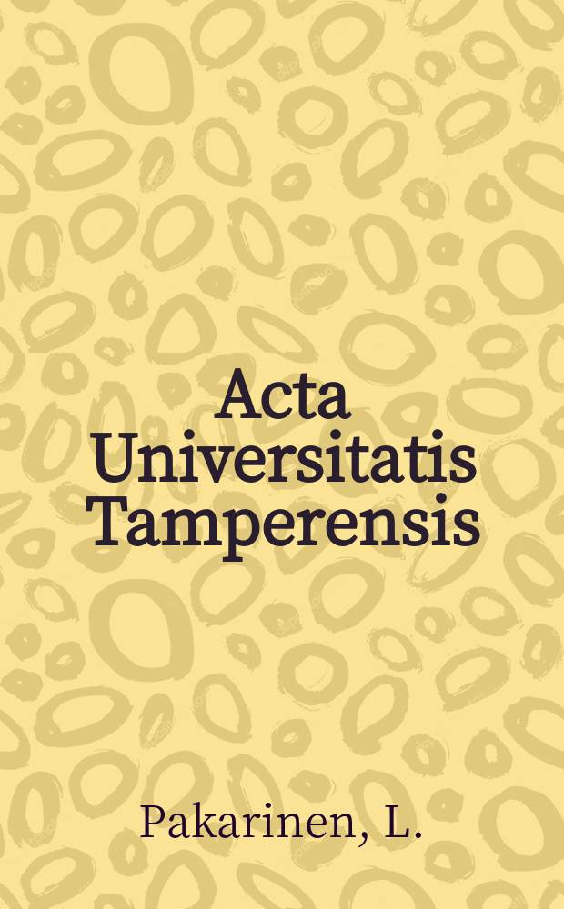 Acta Universitatis Tamperensis : Usher syndrome type III (USH3)