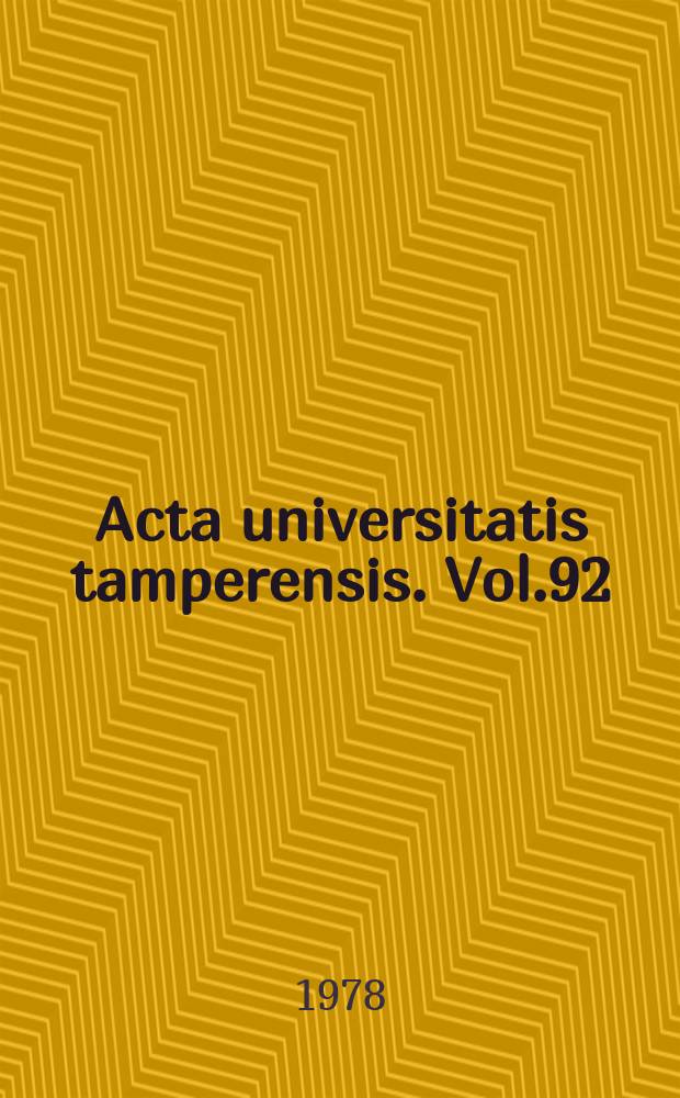 Acta universitatis tamperensis. Vol.92 : Avioliiton ensimmäinen vuosi