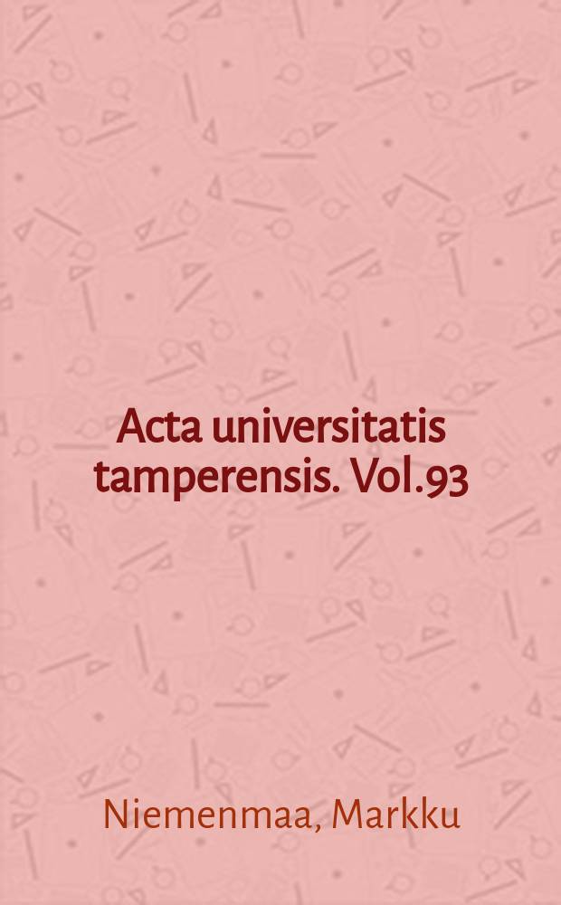 Acta universitatis tamperensis. Vol.93 : On a class of Frobenius groups with cyclic complements