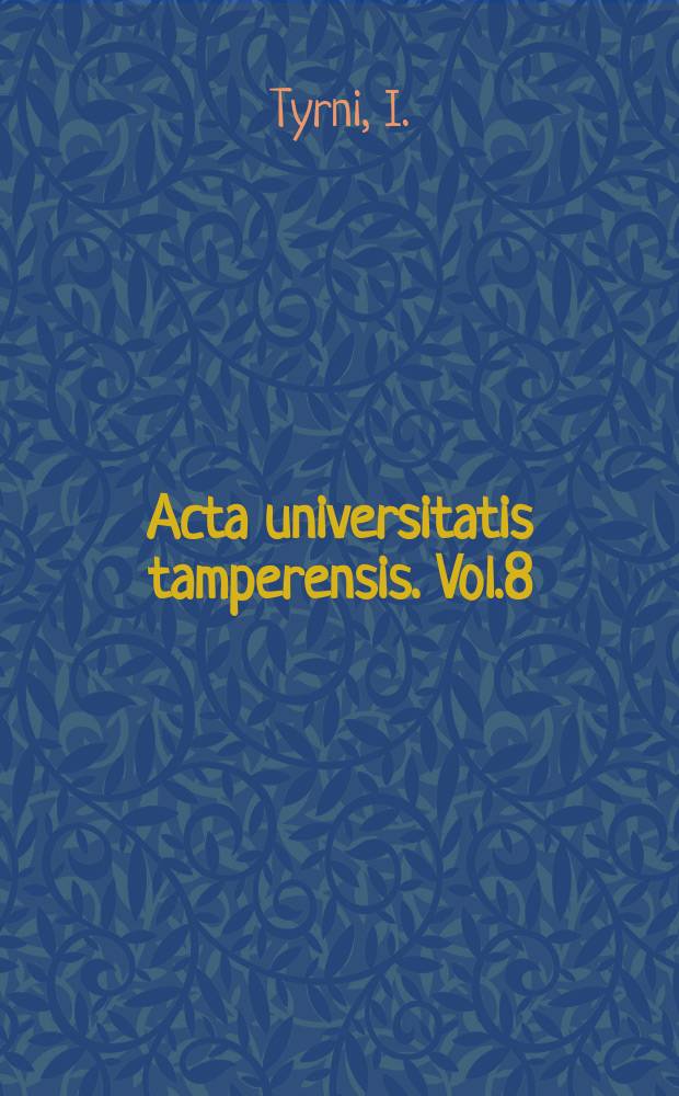 Acta universitatis tamperensis. Vol.8 : The role of income requirements, excess demand and cost pricing in the economic process