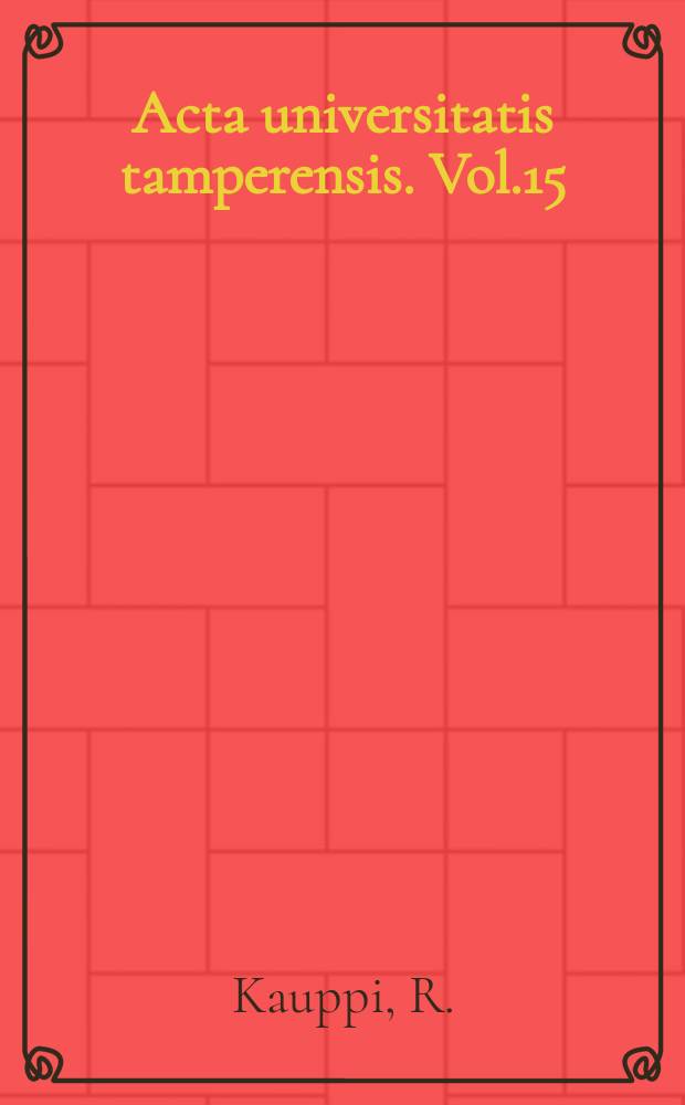 Acta universitatis tamperensis. Vol.15 : Einführung in die Theorie der Begriffssysteme