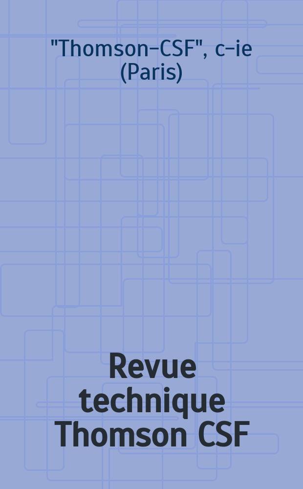 Revue technique Thomson CSF