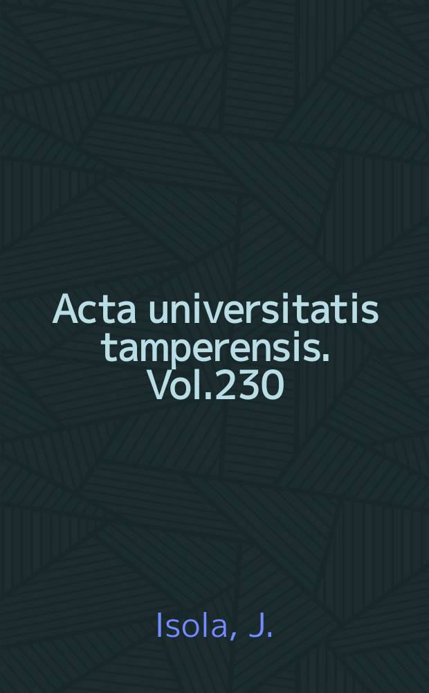 Acta universitatis tamperensis. Vol.230 : Immunoelectron microscopic